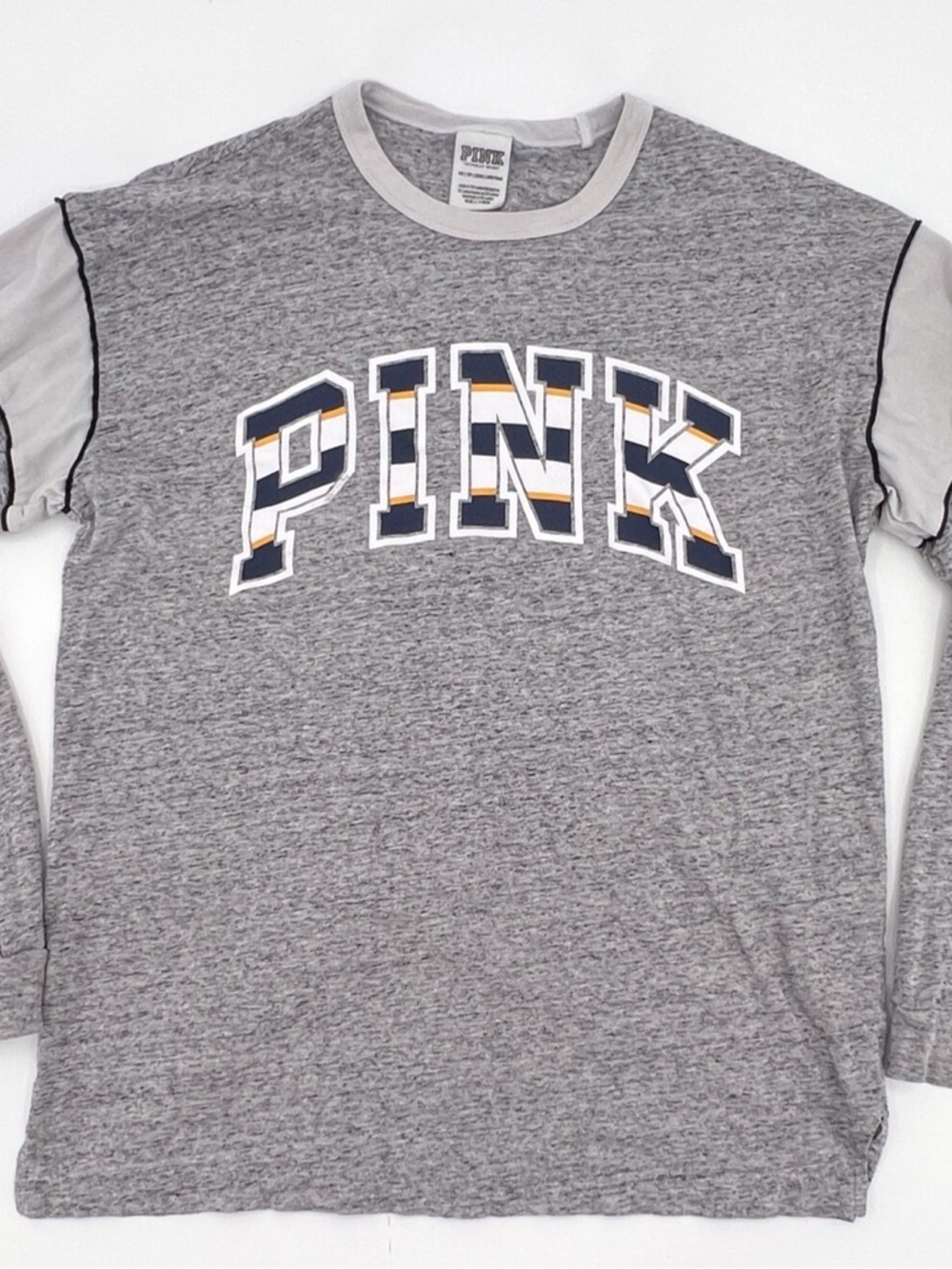 PINK Victoria's Secret Oversized Gray Long Sleeve Logo Tee